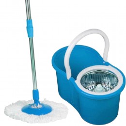 Швабра с ведром с автоматическим отжимом и полосканием Magic Mop Easy 360 на 10 литров, Голубой