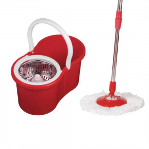 Швабра с ведром с автоматическим отжимом и полосканием Magic Mop Easy 360 на 10 литров, Красный