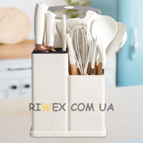 Кухонний набір ножів та аксесуарів Kitchenware Set 20 предметів, Білий (HA-301)