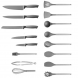 Кухонний набір ножів та аксесуарів Kitchenware Set 20 предметів, Чорний (HA-301)