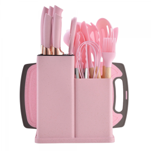 Кухонний набір ножів та аксесуарів Kitchenware Set 20 предметів, Рожевий (HA-301)