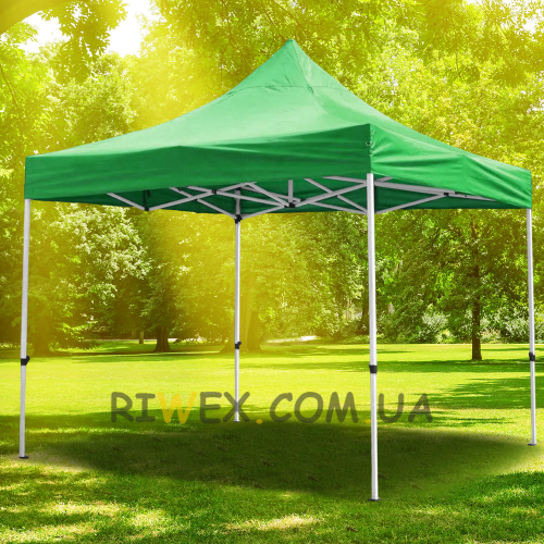 Розсувний шатер 3*3 м посилений, білий каркас, Зелений