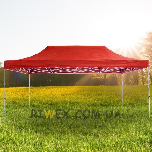 Раздвижной шатер 3*6 м усиленный, белый каркас, Красный