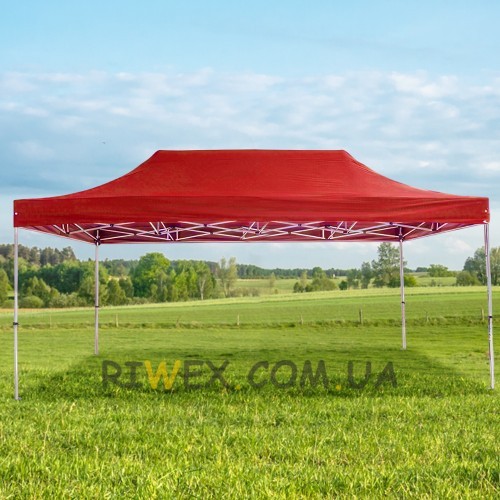 Раздвижной шатер 3*4,5 м усиленный, белый каркас, Красный