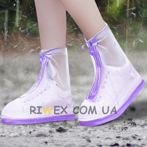 Многоразовые бахилы-чехлы Waterproof Shoe Covers на обувь от дождя и грязи, размер M (37-38), Фиолетовый  (205)