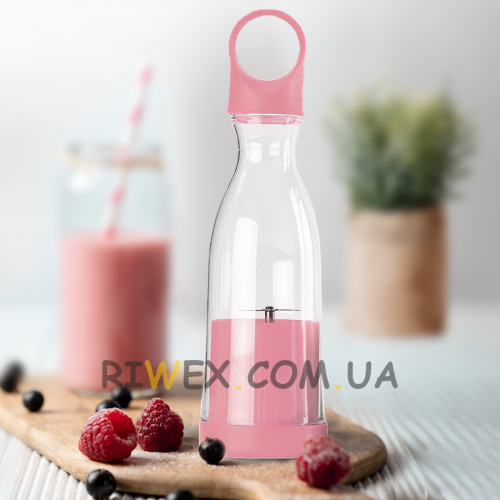Блендер портативный в бутылке Mini JUIceR для смузи многофункциональный AND289, Рожевий (205)