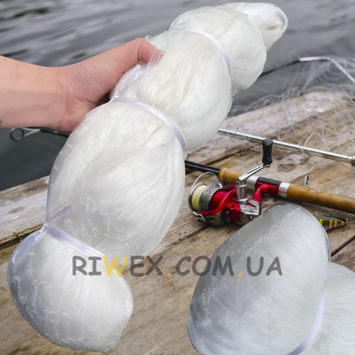 Сіткове полотно кукла для лову риби осередок 65 мм товщина нитки 0,2 мм Білий (КР)