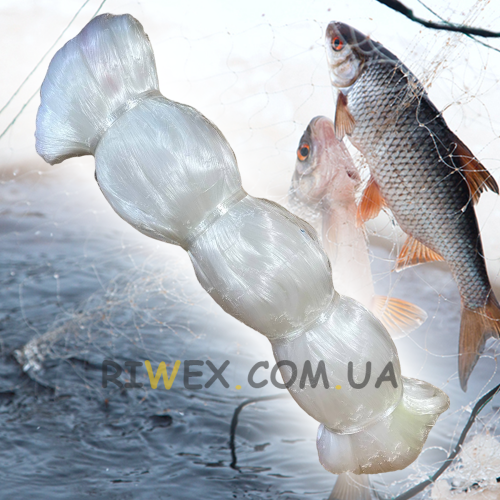 Сіткове полотно(кукла) трижильний для ловлі риби 80 мм/0,2 мм,  Білий (КР)
