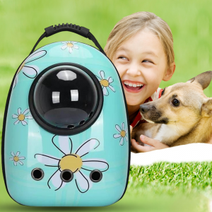 Сумка-перенесення CosmoPet  для кішок та маленьких собак у вигляді капсули з віконцем, Блакитна ромашка (626)