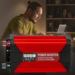 Інвертор 07-2 перетворювач напруги Power Invertor 12V-220V 1500W (LUX) червоний 