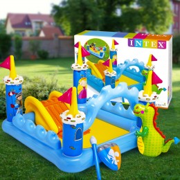 Надувной детский игровой центр-бассейн с игрушками Intex 57138 "Замок" на 178 литров 