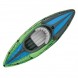 Одномісний надувний човен-байдарка кайак Intex 68305 з ножним насосом і веслами 274х76 см, Зелений