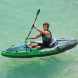 Одноместная надувная лодка-байдарка кайак Intex 68305 с ножным насосом и веслами 274х76 см, Зеленый