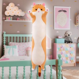 М'яка іграшка-подушка Довгий Кіт-обнімашка, 70 см Помаранчевий