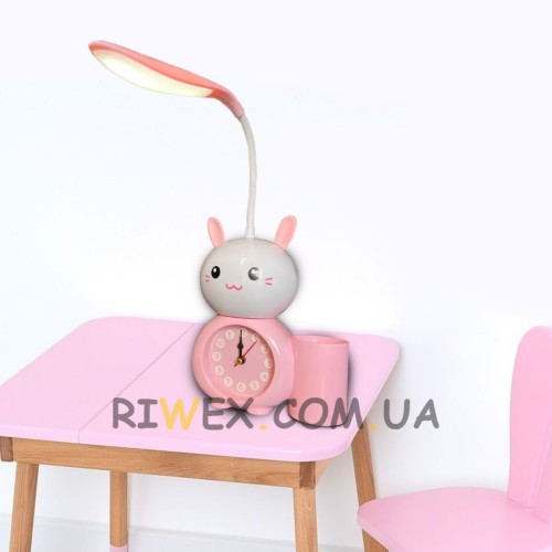 Детские Часы 3 в1 (Часы + Настольная лампа +органайзер для ручек)Alarm clock  XL-800 розовый