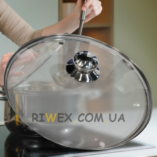 Прозрачная стеклянная кухонная крышка с алюминиевой ручкой BENSON BN-1004 22 см (2358)
