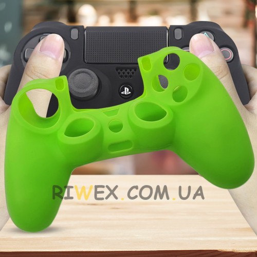 Силіконовий чохол на геймпад DualShock PS4 однотонний, Зелений (206)
