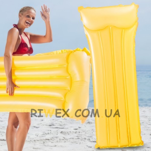 Пляжный надувной нейлоновый матрас с подголовником для плавания 59717 Желтый