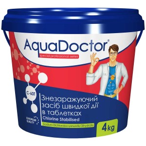Быстродействующий хлор в таблетках для дезинфекции бассейна AquaDoctor C-60Т 4кг Быстродействующий хлор в таблетках для дезинфекции бассейна AquaDoctor C-60Т 4кг