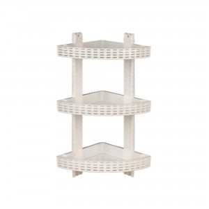 Кутова триярусна полиця з ротангу для ванної кімнати R-plastic Білий (DRK)