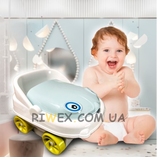 Горшок детский в виде машинки Pasa iraq baby car музыкальный серый-белый-бирюзовый (DRK)