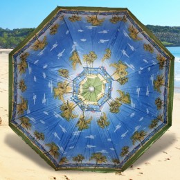 Пляжна парасолька з регулюванням нахилу та напиленням від сонця 1.6 м Блакитний, пальми №1 (GAZ)
