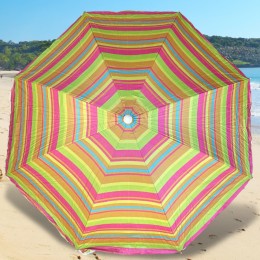 Пляжный зонтик с регулировкой наклона  и напылением от солнца 1.6 м Голубой, Полоска светлого оттенка №4 (GAZ)