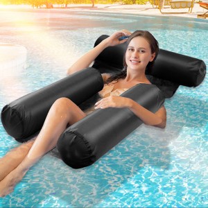 Надувний складний матрац для басейну Inflatable Floating Bed Чорний (205)