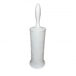 Пластиковий йоржик для унітазу з підставкою ажурний високий білий (2339)