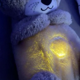 Детская успокаивающая мягкая игрушка-ночник для сна с функцией дыхания "Сказочная выдра" Голубой (HA-400)