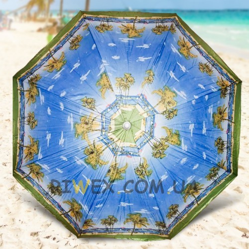 Пляжный зонт с регулировкой наклона  и напылением от солнца 1.8 м Голубой, пальмы №1 (GAZ)
