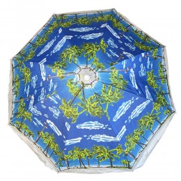 Пляжна парасолька з регулюванням нахилу та напиленням від сонця 1.8 м Синій, пальми №2 (GAZ)