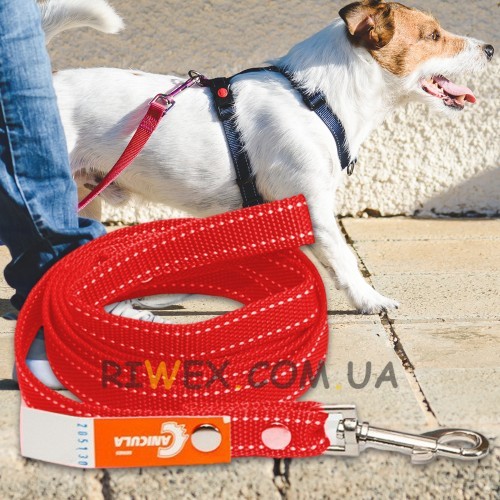 Універсальний повідець № 161 із капрону для собак з карабіном для кріплення 25 мм - 2 м, Червоний (2021)