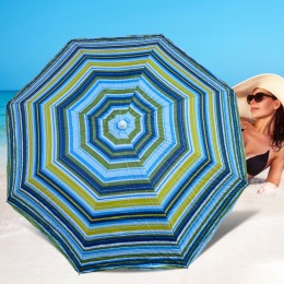 Зонтик для пляжа и сада с UV защитой и регулировкой угла наклона, 1,5 м, 8 спиц, Темная полоска