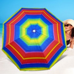 Зонтик для пляжа и сада с UV защитой и регулировкой угла наклона, 1,5 м, 8 спиц, Яркие полосы