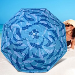 Парасолька для пляжу та саду з UV захистом і регулюванням кута нахилу, 1,5 м, 8 спиць, Блакитні дельфіни №3
