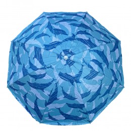 Зонтик для пляжа и сада с UV защитой и регулировкой угла наклона, 1,5 м, 8 спиц, Голубые дельфины №3