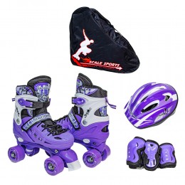 Комплект квадов Scale Sport размер 34-37, ролики, защита руки и ноги, шлем в сумке, Фиолетовый (SD)