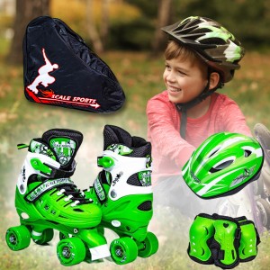 Комплект квадов Scale Sport размер 29-33, ролики, защита руки и ноги, шлем в сумке, Зеленый (SD)
