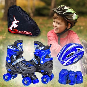 Комплект квадов Scale Sport размер 29-33, ролики, защита руки и ноги, шлем в сумке, Синий (SD)