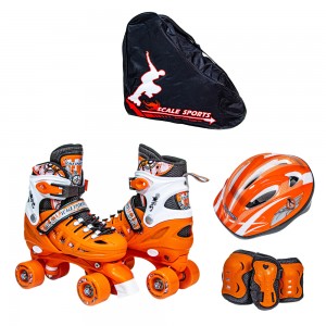 Комплект квадов Scale Sport размер 29-33, ролики, защита руки и ноги, шлем в сумке, Оранжевый (SD)