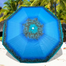 Парасолька для пляжу та саду з UV захистом і регулюванням кута нахилу, 1,5 м, 8 спиць, Пальми №7