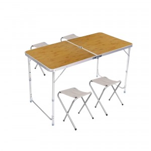 Портативный комплект для пикника раскладной стол и стулья Folding Table светло-коричневый