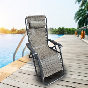 Пляжный раскладной шезлонг-кресло с подголовником и ручками Zero Gravity садовый до 120 кг.