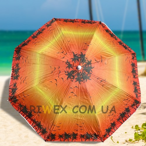 Пляжный зонтик с UV-защитой и наклоном 1,6 м, Пляж красный №4
