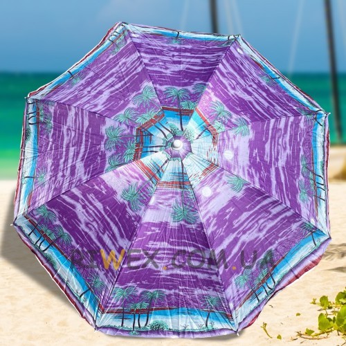 Пляжна парасолька з нахилом та UV-захистом 1,6 м, Пляж фіолетовий №5