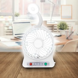 Портативний настільний міні вентилятор Home Fest Portable Mini Fan USB + ліхтарик Білий