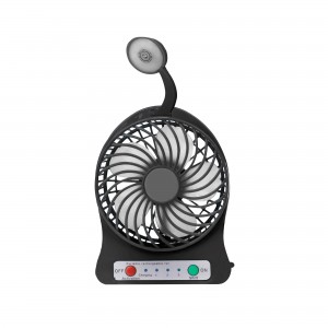 Портативный настольный мини вентилятор Home Fest Portable Mini Fan USB + фонарик Черный