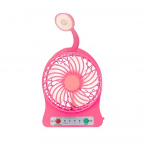 Портативный настольный мини вентилятор Home Fest Portable Mini Fan USB + фонарик Розовый