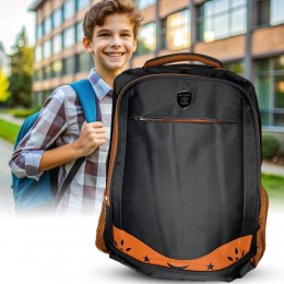 Рюкзак школьный B300-22 для подростков, 46х12х32 см, Черно-оранжевый